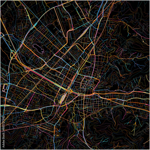 Colorful Map of FreiburgimBreisgau, Baden-Wuerttemberg with all major and minor roads.