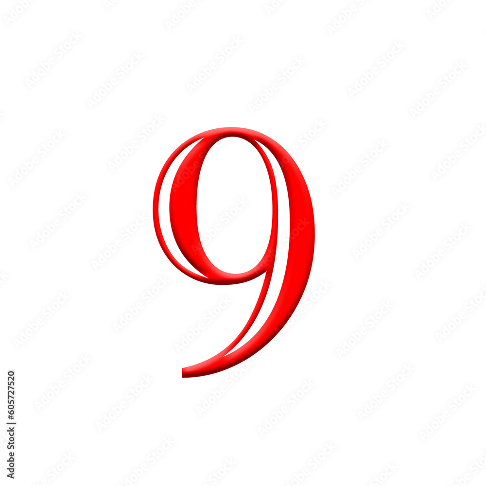 Red digits with shadows on transparent background Red digits with shadows on transparent background