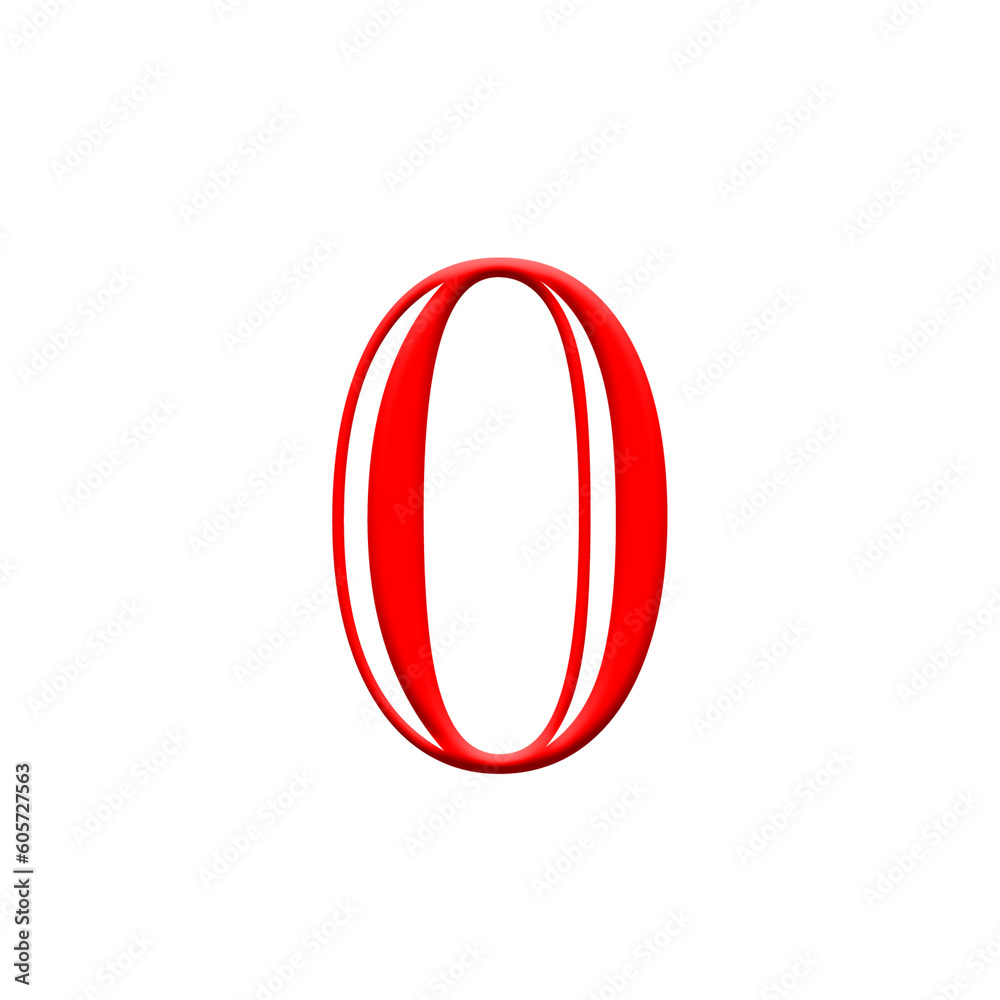 Red digits with shadows on transparent background Red digits with shadows on transparent background