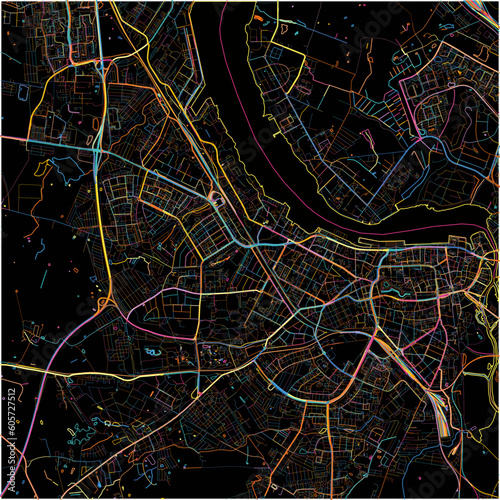 Colorful Map of Rostock, Mecklenburg-Western Pomerania with all major and minor roads.
