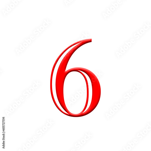 Red digits with shadows on transparent background