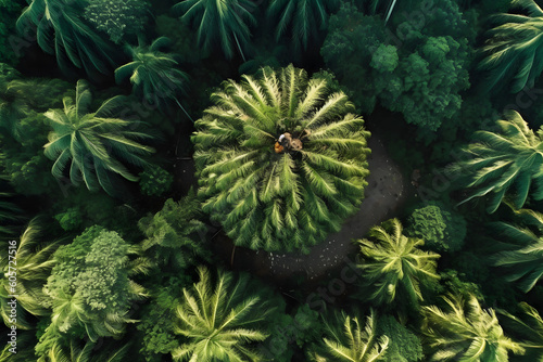 Aerial view of palm oil tree