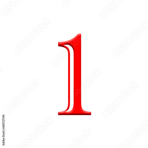 Red digits with shadows on transparent background