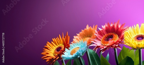 Spring banner for 8 march  mother s day  colorful vibrant bouquet of various flowers. Generative AI