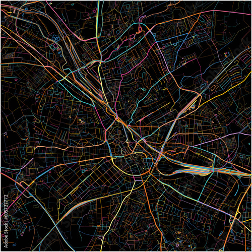 Colorful Map of Osnabruck, Lower Saxony with all major and minor roads.