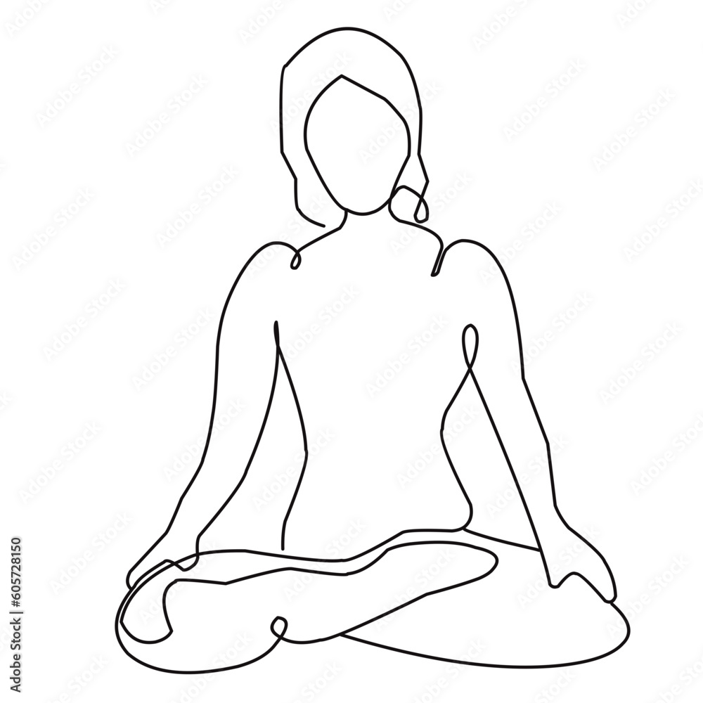 Continuous Line Drawing Of Women Fitness Yoga Concept Vector Health Illustration 