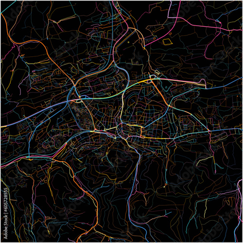 Colorful Map of Iserlohn, North Rhine-Westphalia with all major and minor roads.
