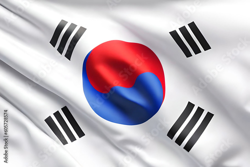 the South Korean flag gracefully waving in the wind © Beste stock
