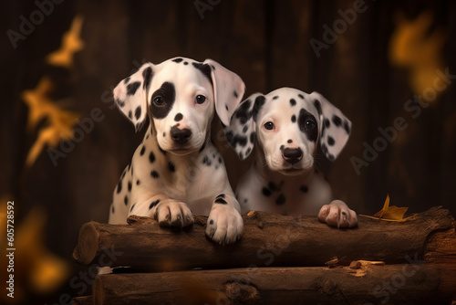 Two cute little Dalmatians created with Generative AI technology