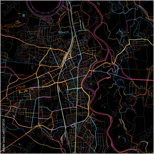 Colorful Map of Dessau-Roslau, Saxony-Anhalt with all major and minor roads.