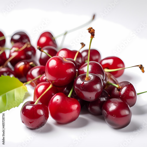 Group Of Fresh Cherry On White Background Illustration