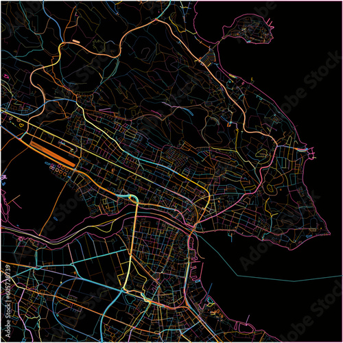 Colorful Map of Konstanz, Baden-Wuerttemberg with all major and minor roads.