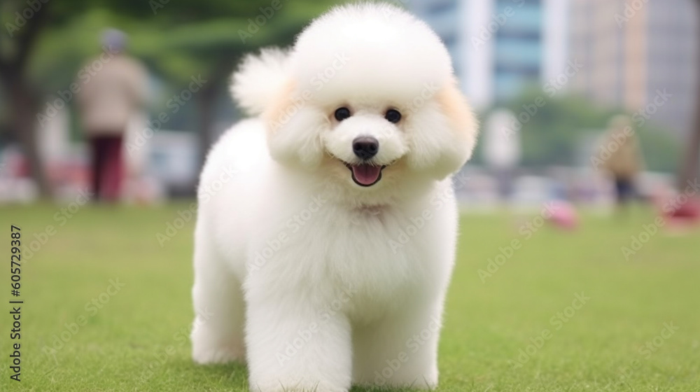poodle playing in a park poodle playing in a park