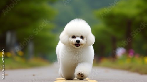 poodle playing in a park photo