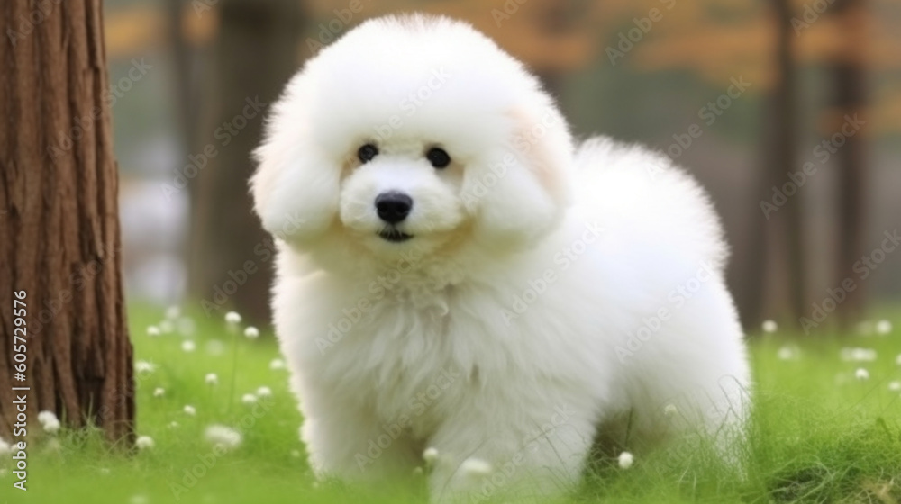 poodle playing in a park poodle playing in a park