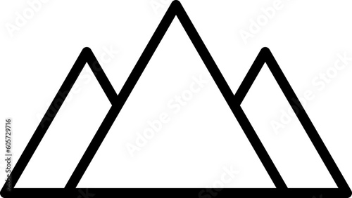 Simple mountain icon, editable stroke path vector illustration