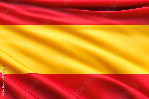 the Spanish flag gracefully waving in the wind