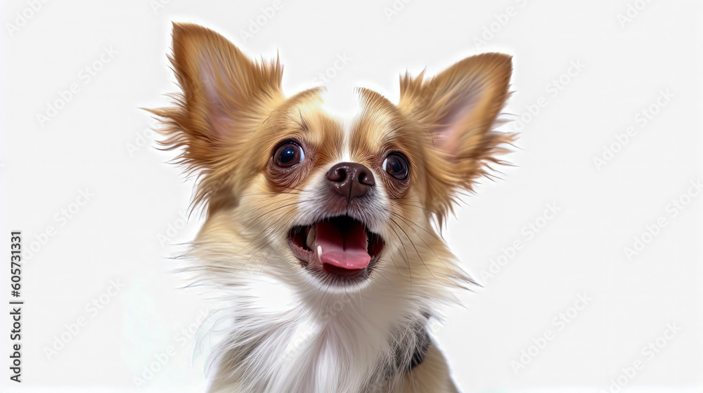 Chihuahua posando sobre fondo blanco aislado. IA Generativa Chihuahua posando sobre fondo blanco aislado. IA Generativa