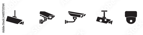 Security camera - outline black icon. Vector illustration. Vector Graphic. EPS 10 photo