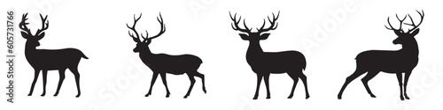 Fototapeta Naklejka Na Ścianę i Meble -  Deer collection icon. Vector silhouette. Vector Illustration. Vector Graphic. EPS 10