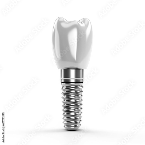 Fototapeta Naklejka Na Ścianę i Meble -  3D illustration of tooth implant on white background, dental concept.