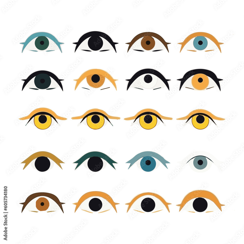Set of various hand drawn doodle eyes vector flat illustration ...