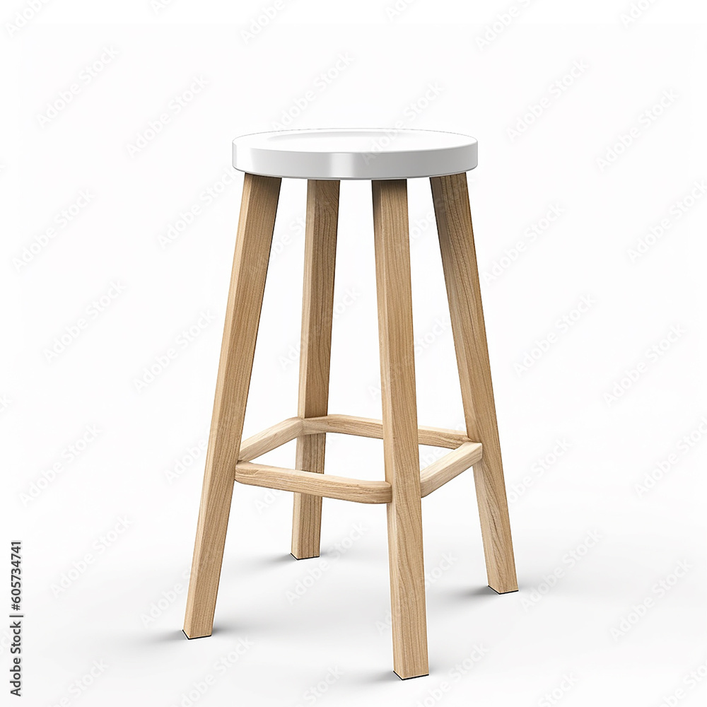 tall wooden bar stool isolated on white background. generative AI tall wooden bar stool isolated on white background. generative AI