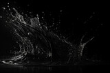 Graphic resources. Abstract dark and black liquid or matter splashing background with copy space. Generative AI