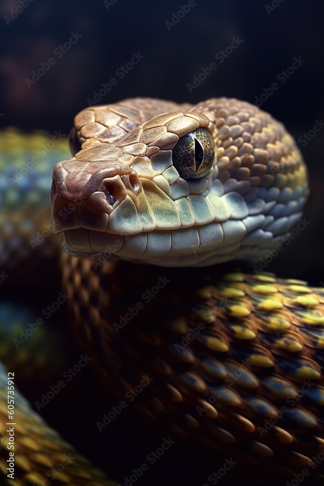 Fototapeta premium Closeup of a beautiful snake in the tree