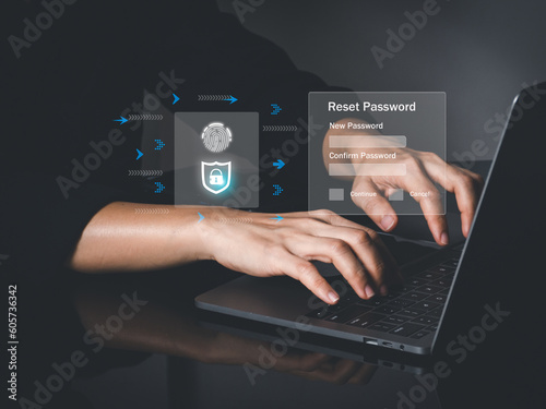 Cybersecurity network and data protection concept. internet access Future technology and cybernetics, screen padlock. Global network security technology, business people protect personal information. 