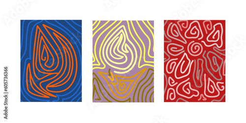 Elements of nature fire, Vector drawing of colourful flames and lines background. Collection set of three. Colourful abstract forms of fire World environment day 5 june . Background for cards, banners