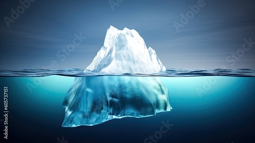 Iceberg illustration flat cartoon style. Business and success concept. Generative ai © fotografci2019
