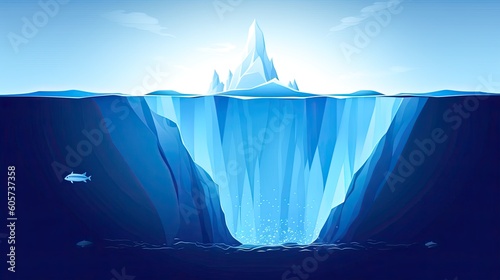 Iceberg illustration flat cartoon style. Business and success concept. Generative ai © fotografci2019