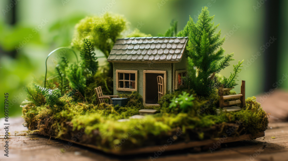 Mini Cottage Embraced by Moss and Ferns