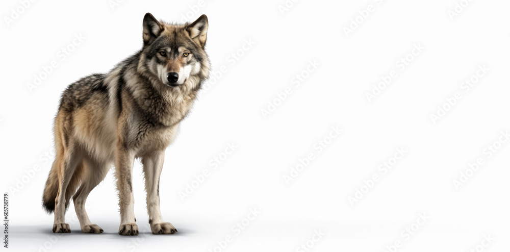 Obraz premium Wolf isolated on white background, Generative AI