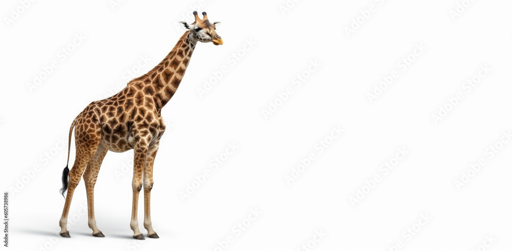 Naklejka premium Giraffe isolated on white background, Generative AI