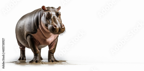 Hippopotamus isolated on white background  Generative AI