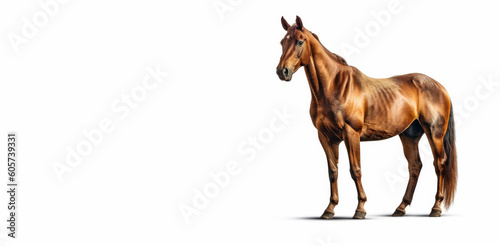 Brown Horse isolated on white background  Generative AI