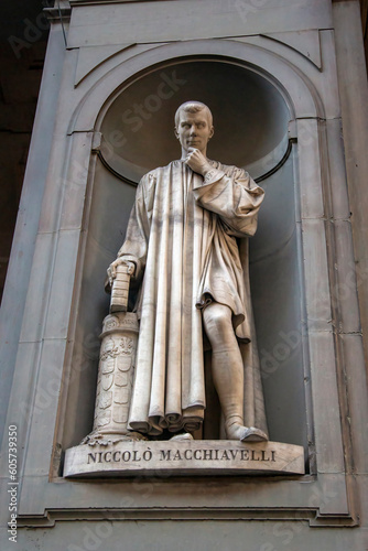 Florence, Italy - Niccolò Machiavelli statue outside the Uffizi Gallery
