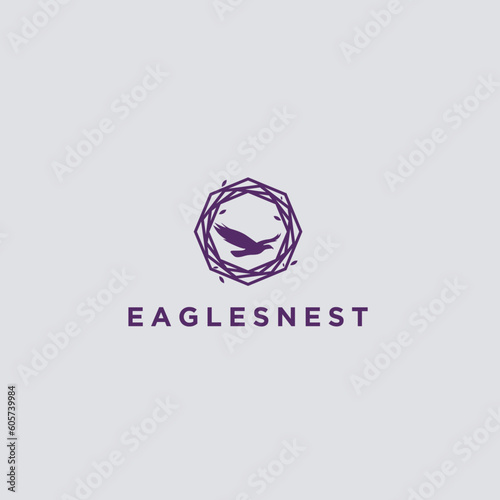 eagle nest logo design vector