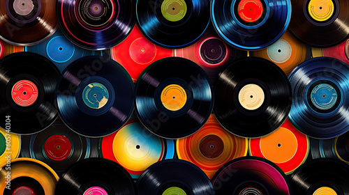 Pattern of beautifully manicured vinyl records.