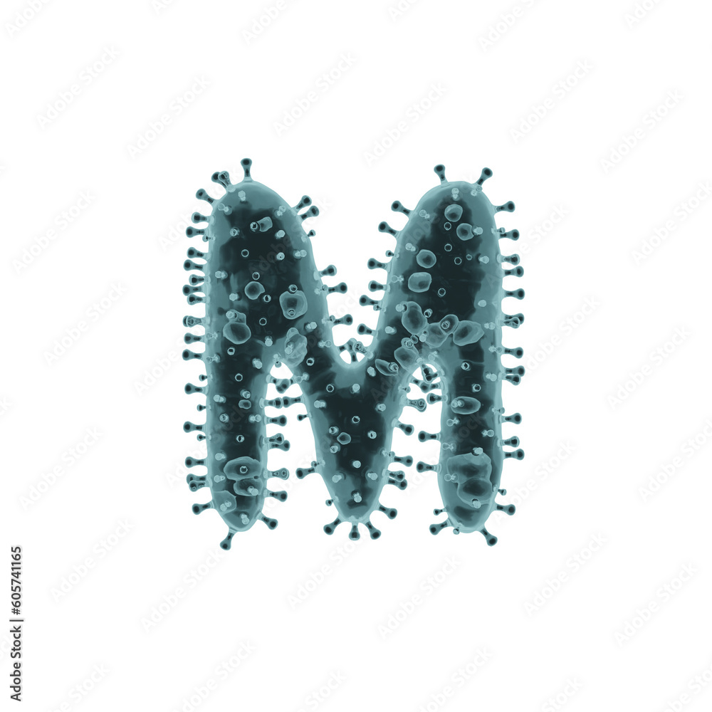 Naklejka premium Virus or Covid 3D Alphabet or PNG Letters