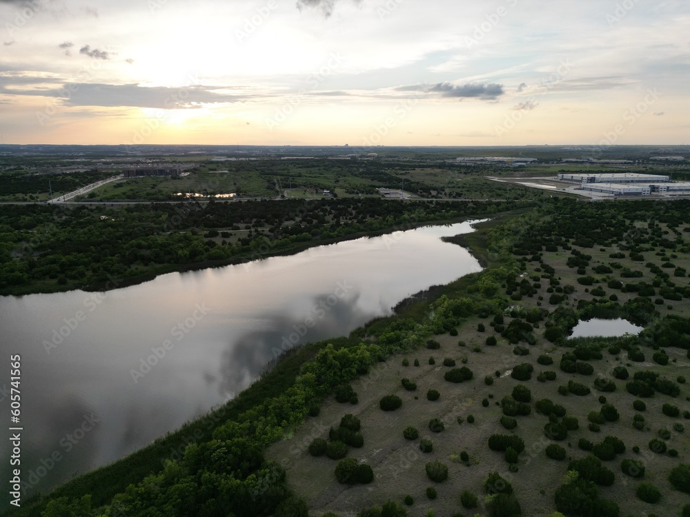 Sunset over Lake Walter E. Long in east Austin. 