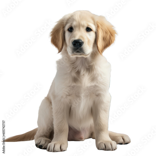 Golden retriever puppy isolated on transparent background.