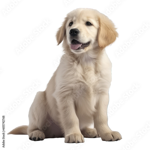 Golden retriever puppy isolated on transparent background.