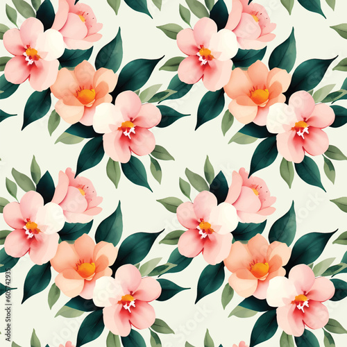 Floral shape watercolor seamless pattern.