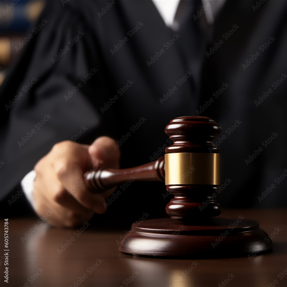 Male Judge holding gavel in the court room. Male Judge holding gavel in the court room.