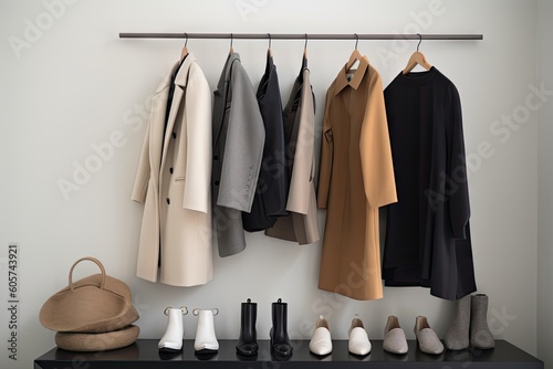 minimalist wardrobe filled with classic, timeless pieces for maximal versatility, created with generative ai photo