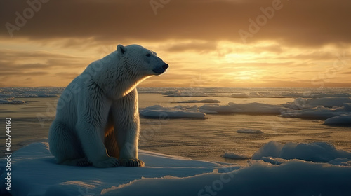 Illustration of polar bear on ice floe.