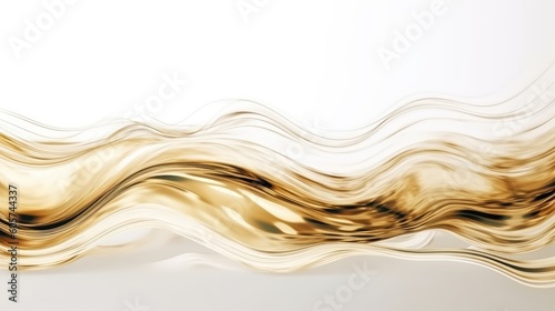 Abstract white golden liquid wavy background. Generative AI